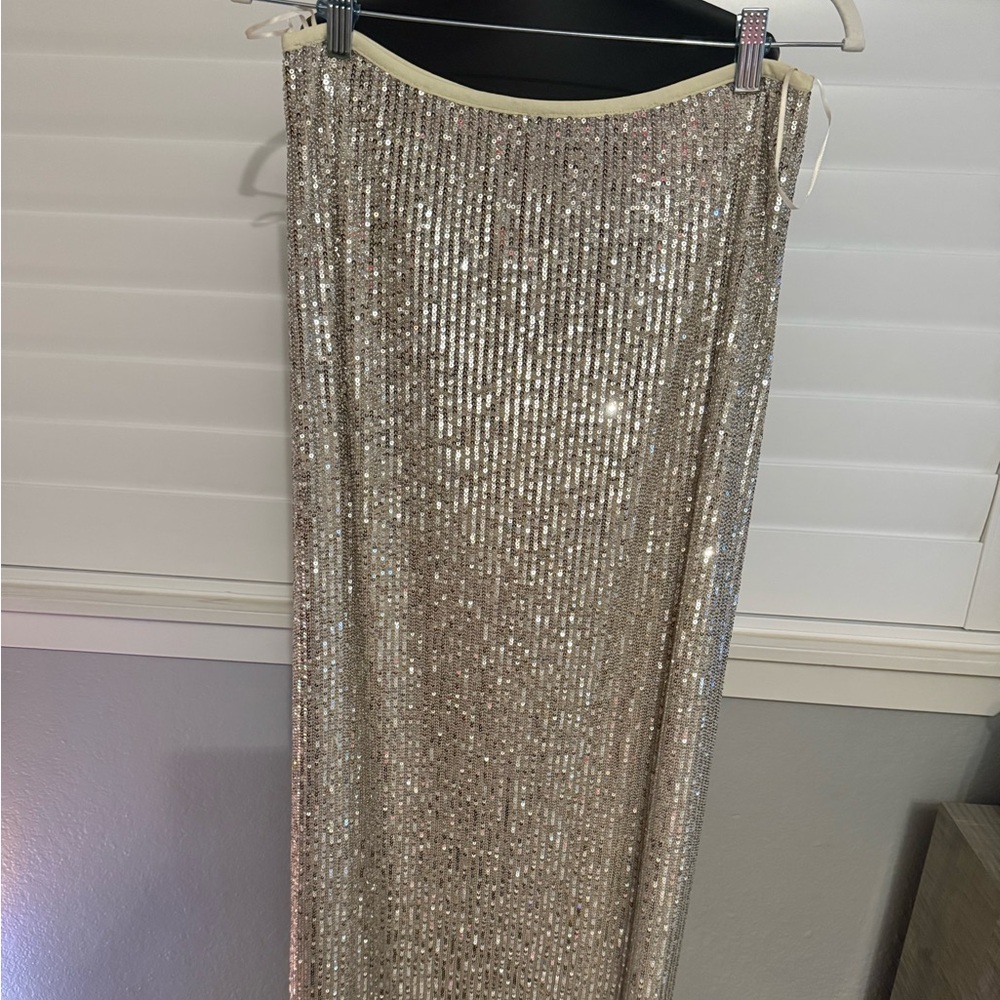 Dressed in LALA Champagne Sequin Maxi Skirt